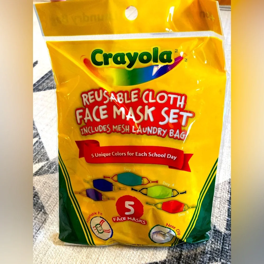 NEW Crayola Kids School Mask Pack (5 pack)